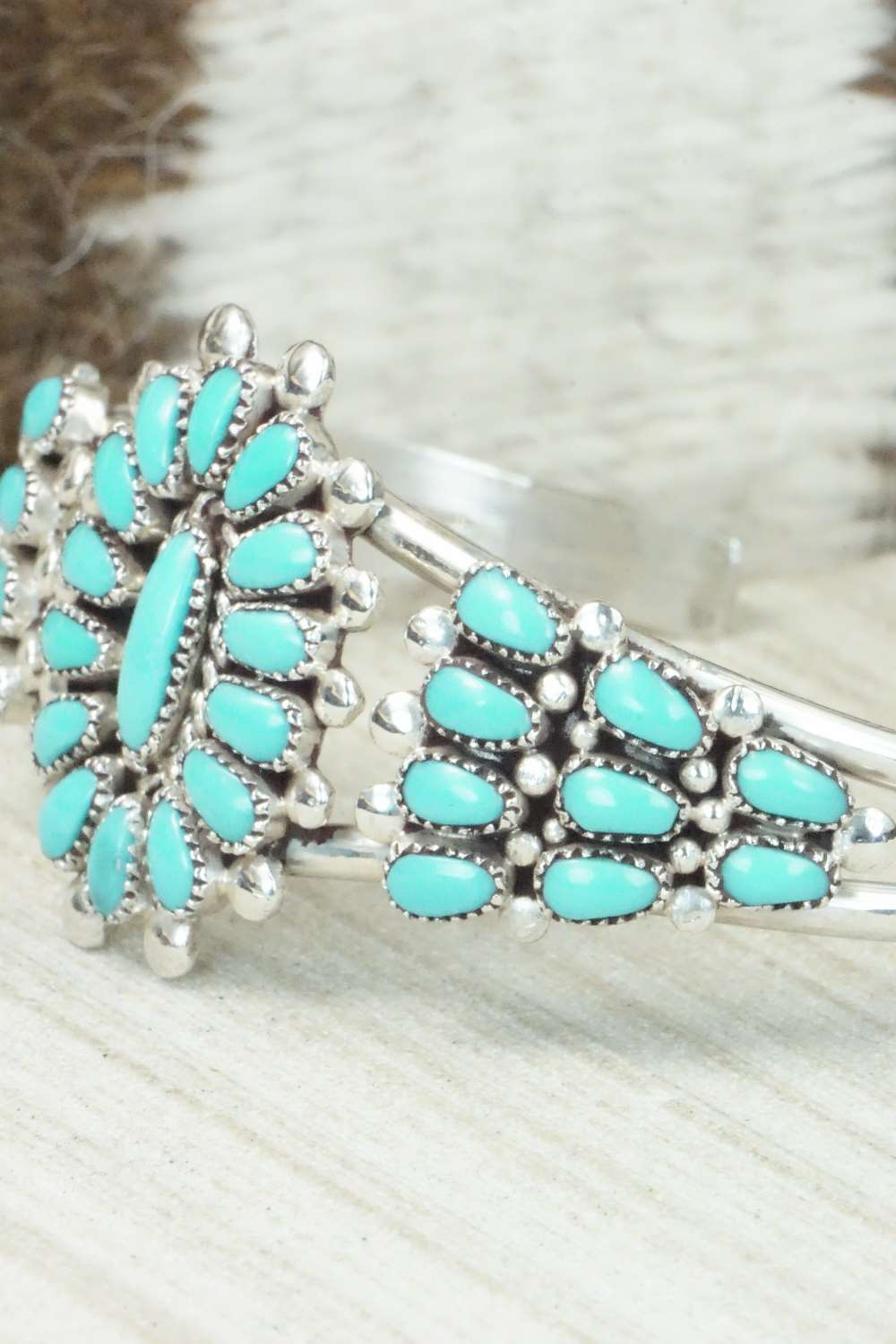 Turquoise & Sterling Silver Bracelet - Lorraine Waatsa