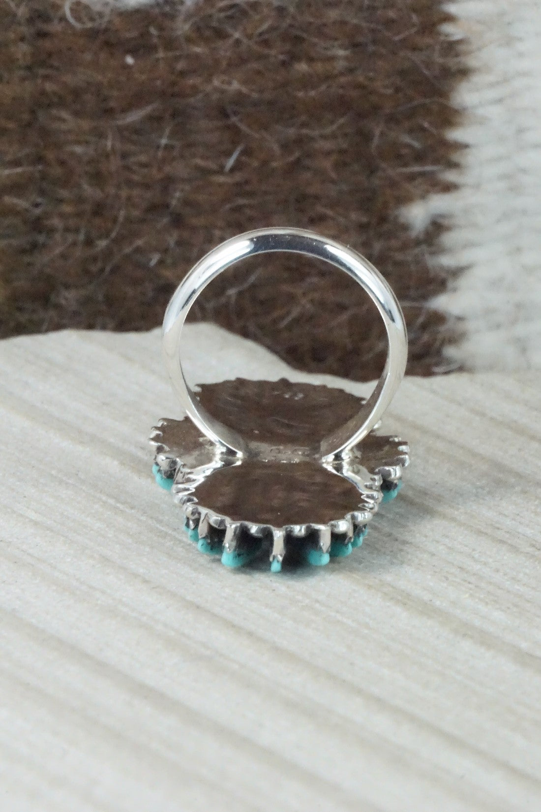 Turquoise & Sterling Silver Ring - Edmund Cooeyate - Size 6.75