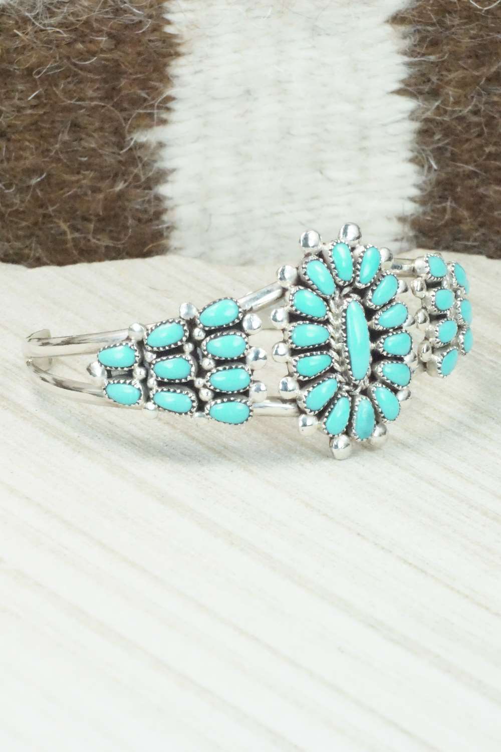 Turquoise & Sterling Silver Bracelet - Lorraine Waatsa