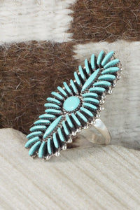 Turquoise & Sterling Silver Ring - Edmund Cooeyate - Size 7.75