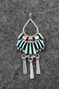 Turquoise & Sterling Silver Pendant - Edmund Cooeyate