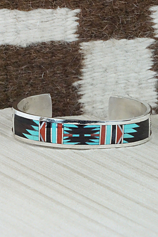 Multi Stone & Sterling Silver Inlay Bracelet - Charlotte Dishta