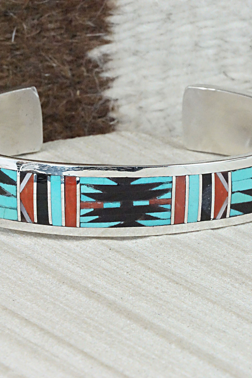 Multi Stone & Sterling Silver Inlay Bracelet - Charlotte Dishta