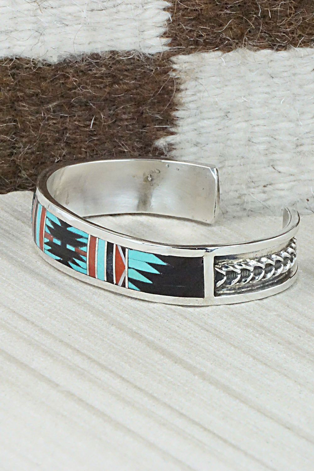 Multi Stone & Sterling Silver Inlay Bracelet - Charlotte Dishta