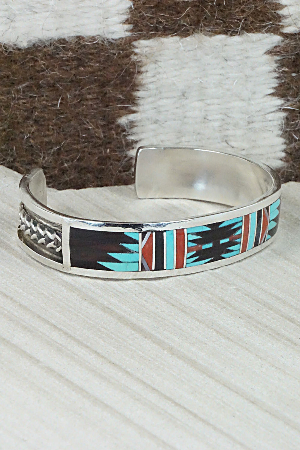 Multi Stone & Sterling Silver Inlay Bracelet - Charlotte Dishta