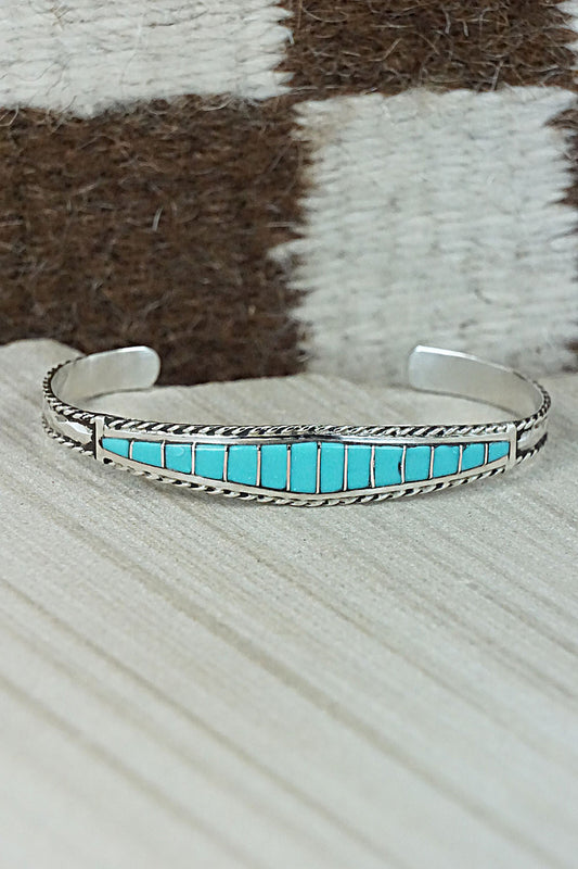 Turquoise & Sterling Silver Inlay Bracelet - Millie Peynetsa