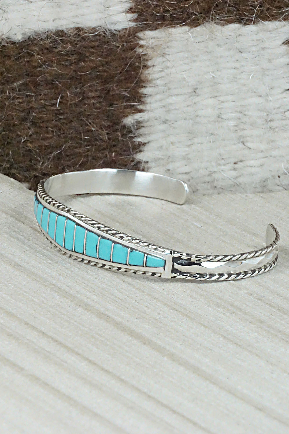 Turquoise & Sterling Silver Inlay Bracelet - Millie Peynetsa