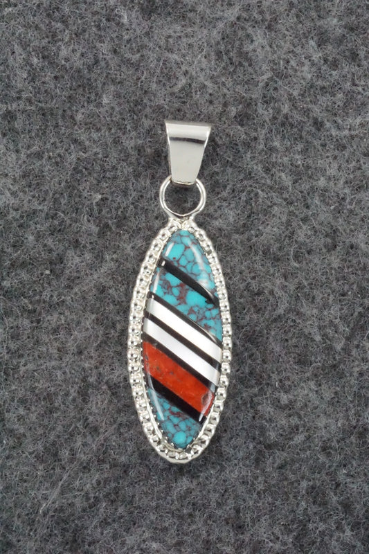 Multi Stone & Sterling Silver Inlay Pendant - Wayne Haloo