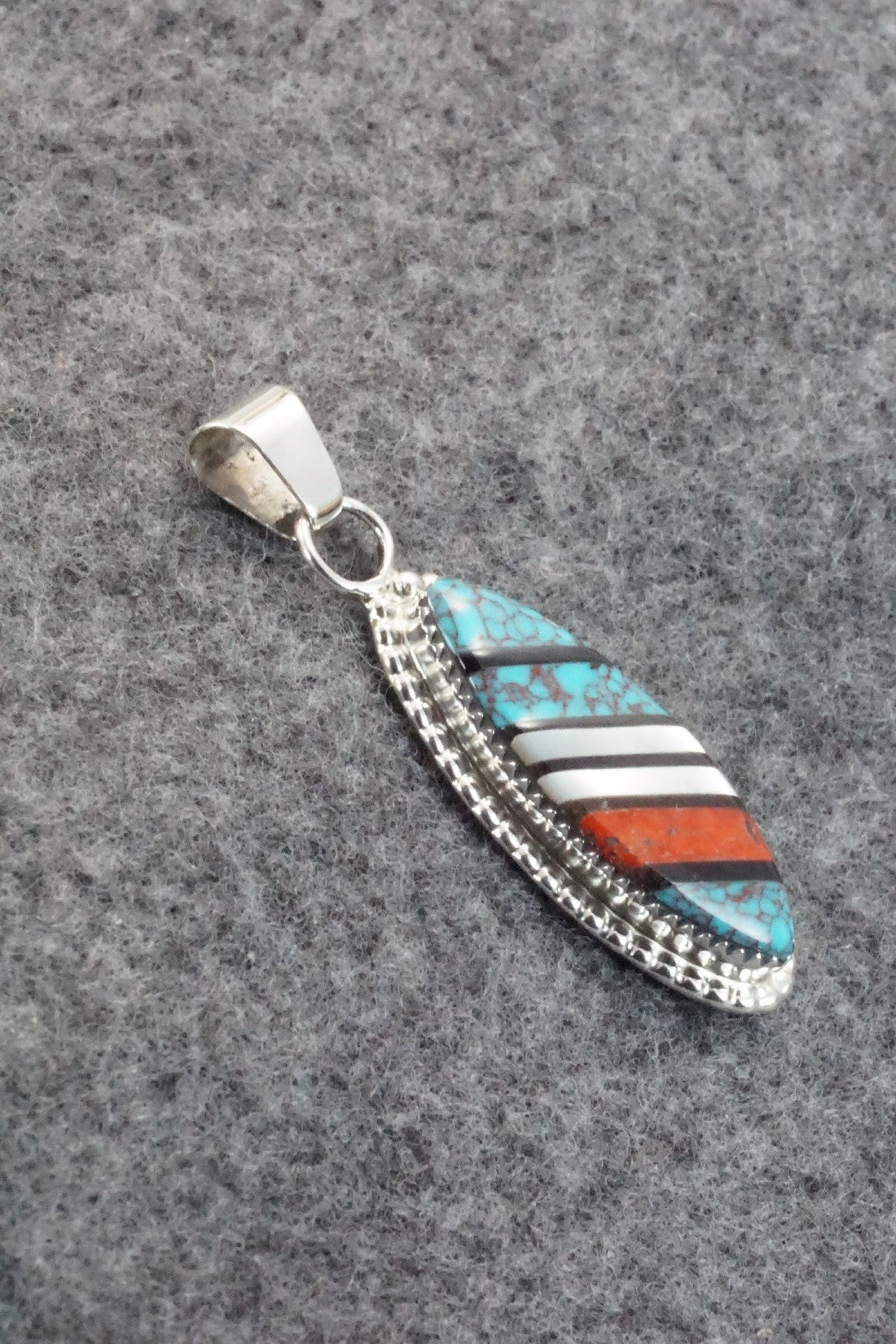 Multi Stone & Sterling Silver Inlay Pendant - Wayne Haloo