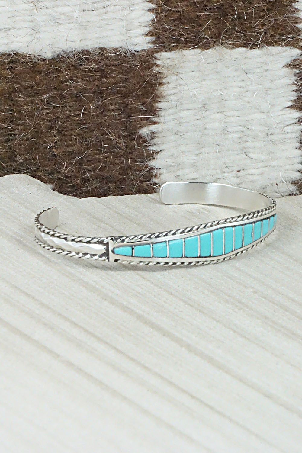 Turquoise & Sterling Silver Inlay Bracelet - Millie Peynetsa