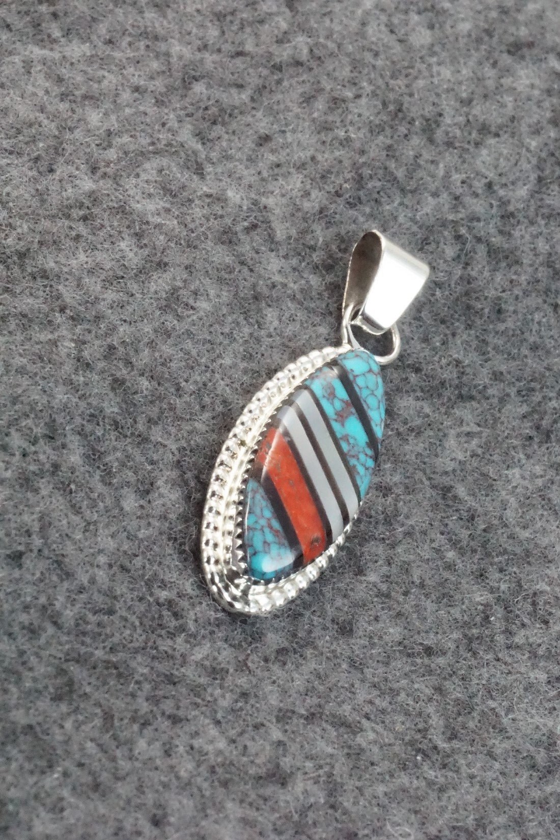 Multi Stone & Sterling Silver Inlay Pendant - Wayne Haloo