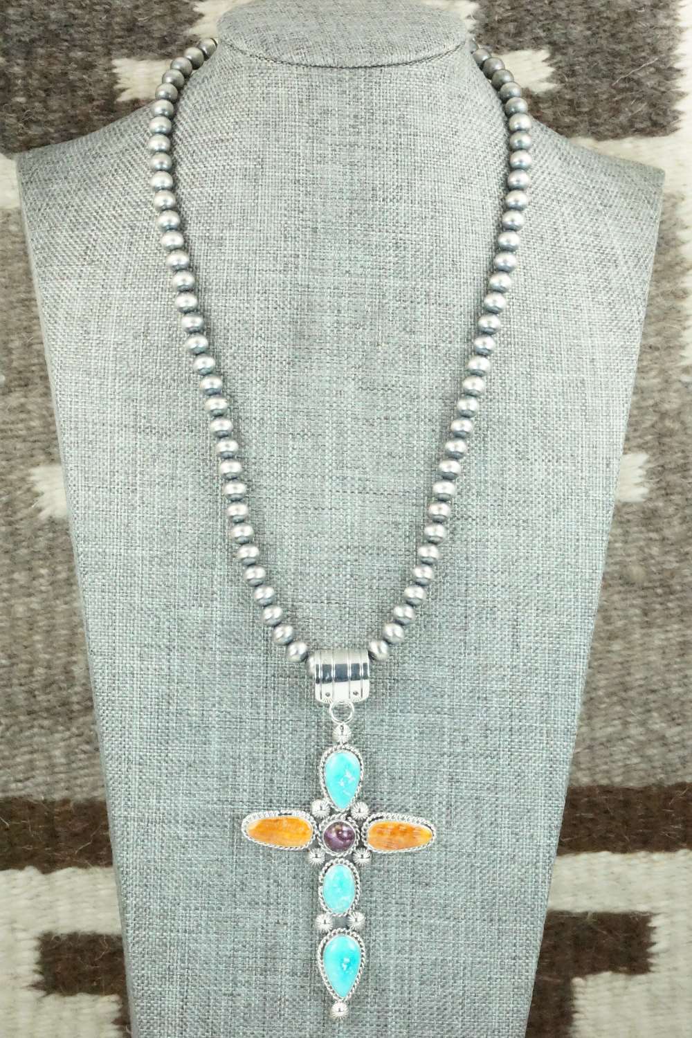 Multi Stone Pendant & Sterling Silver Necklace - Samuel Yellowhair
