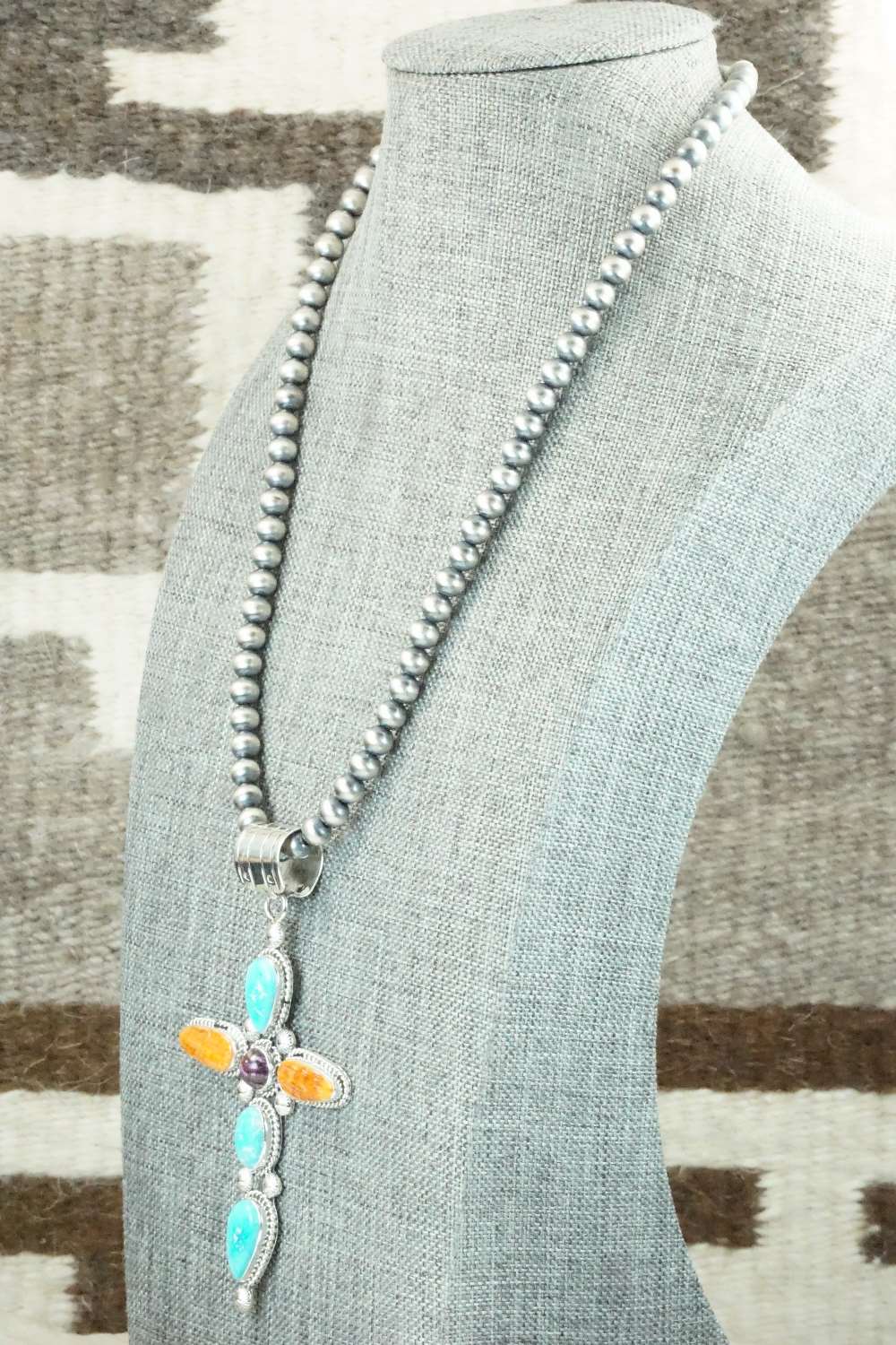 Multi Stone Pendant & Sterling Silver Necklace - Samuel Yellowhair