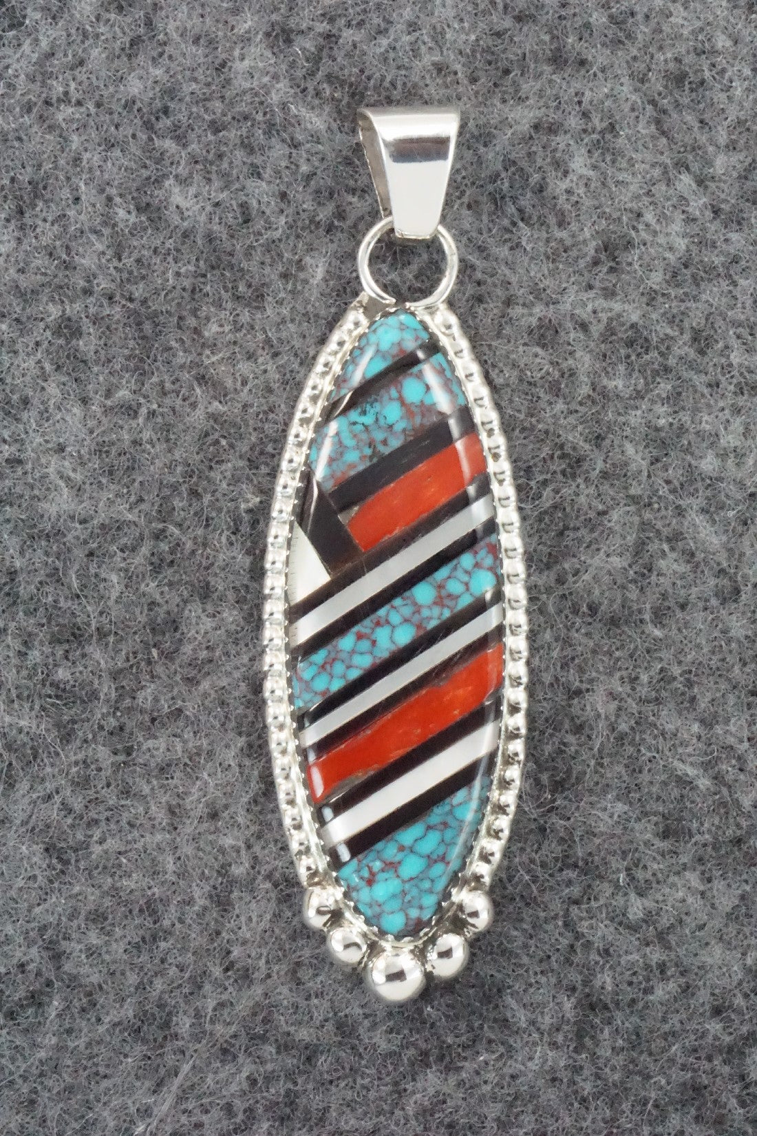 Multi Stone & Sterling Silver Inlay Pendant - Wayne Haloo