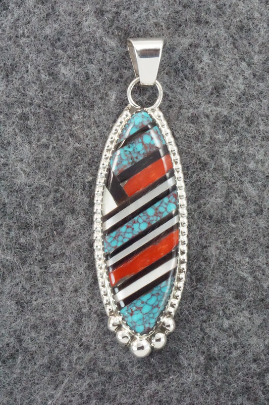 Multi Stone & Sterling Silver Inlay Pendant - Wayne Haloo