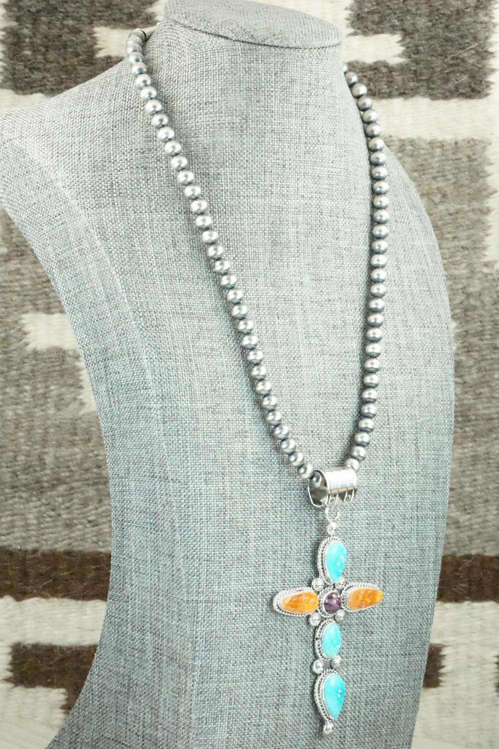 Multi Stone Pendant & Sterling Silver Necklace - Samuel Yellowhair