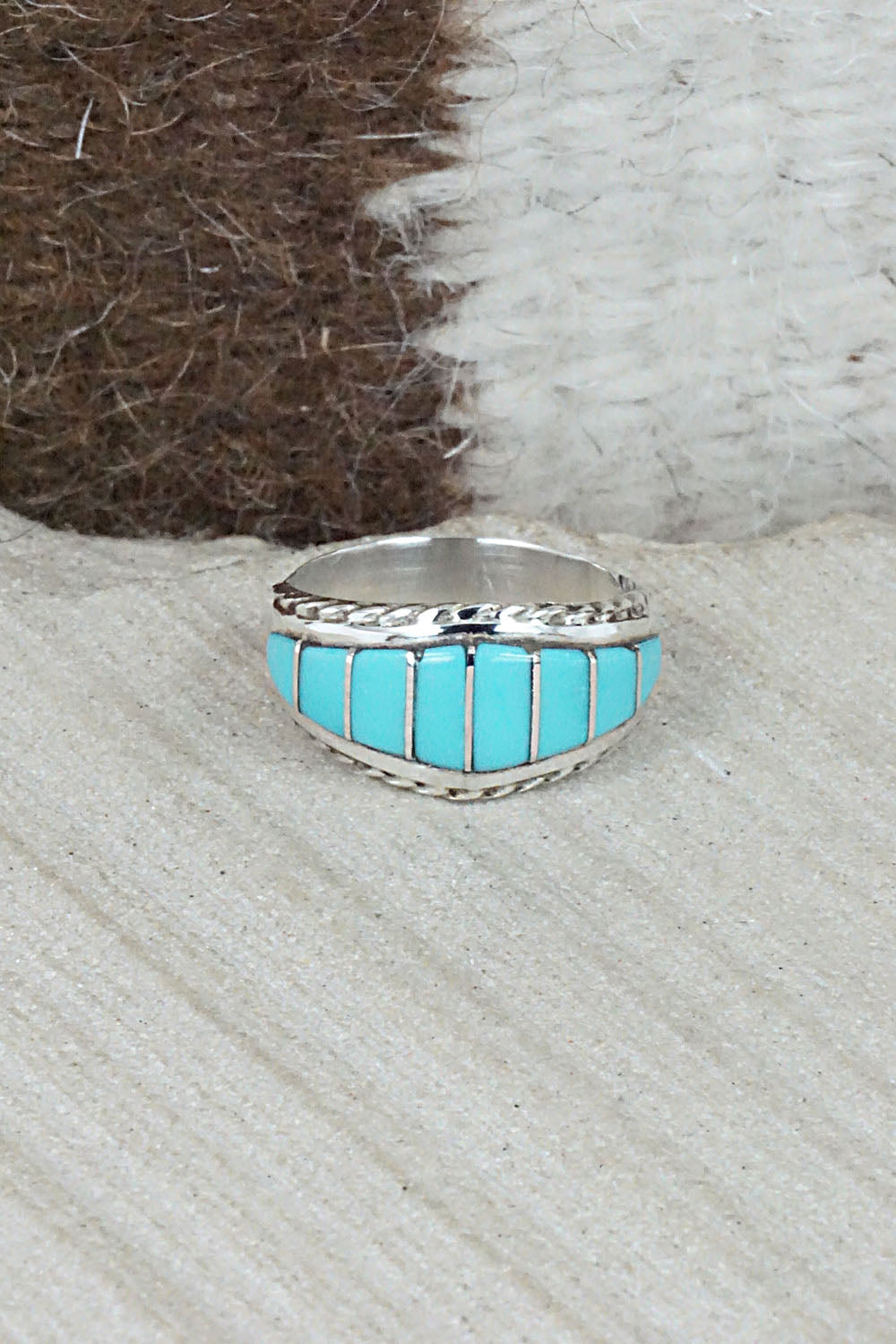 Turquoise & Sterling Silver Ring - Miranda Peynetsa - Size 7