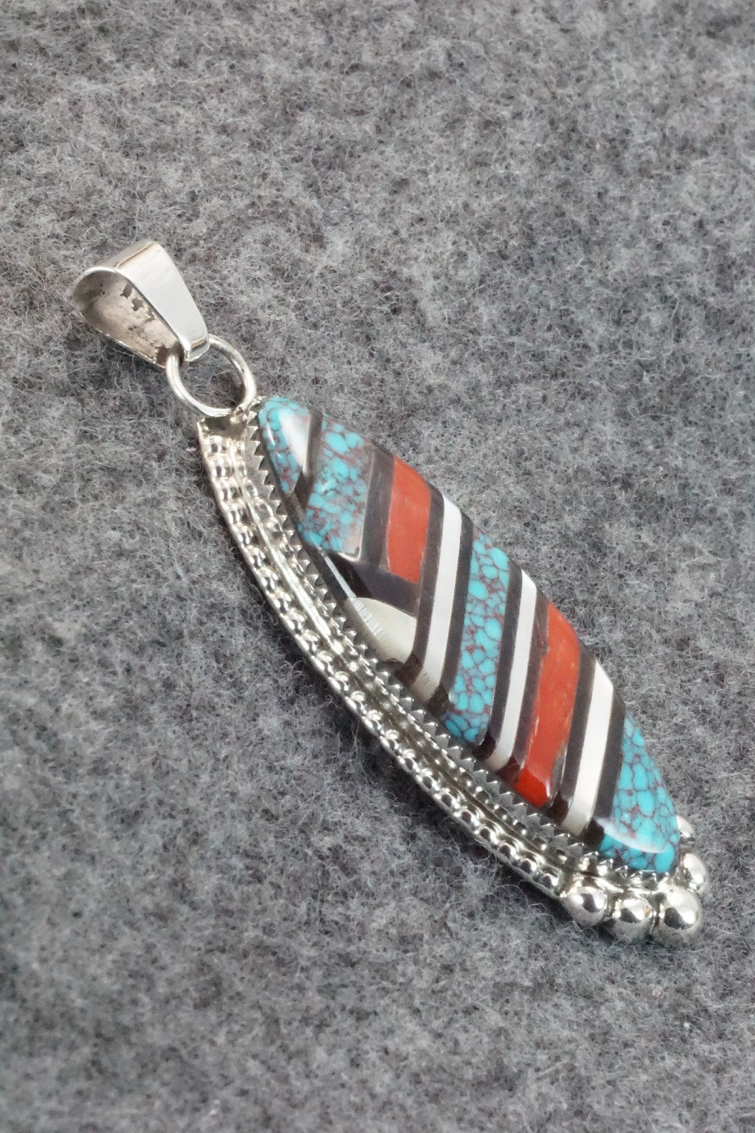 Multi Stone & Sterling Silver Inlay Pendant - Wayne Haloo