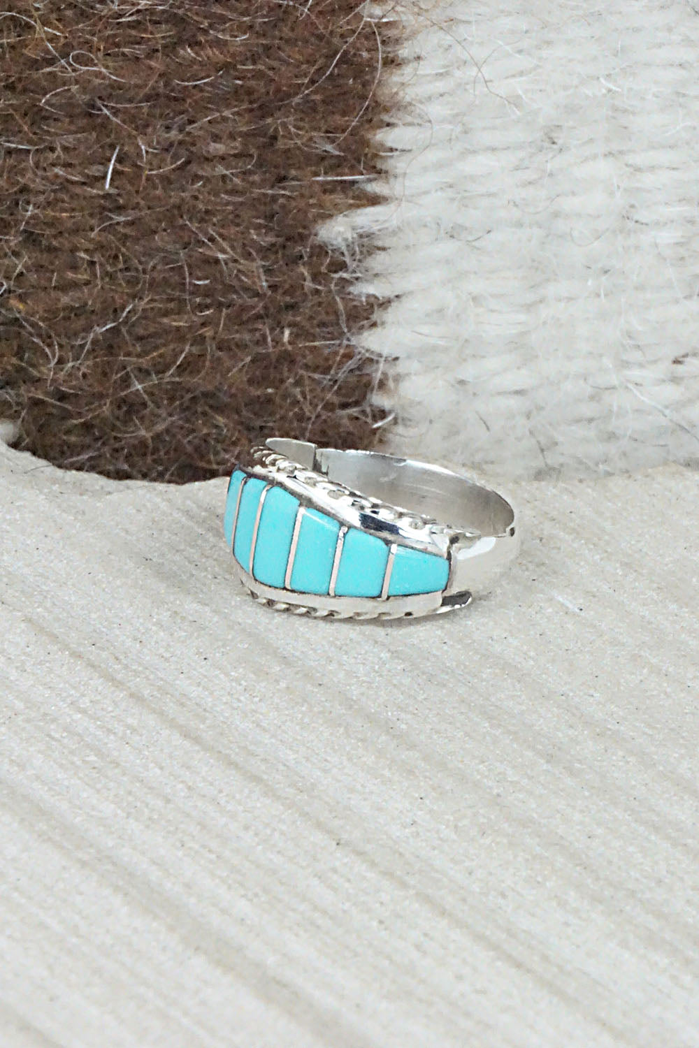 Turquoise & Sterling Silver Ring - Miranda Peynetsa - Size 7