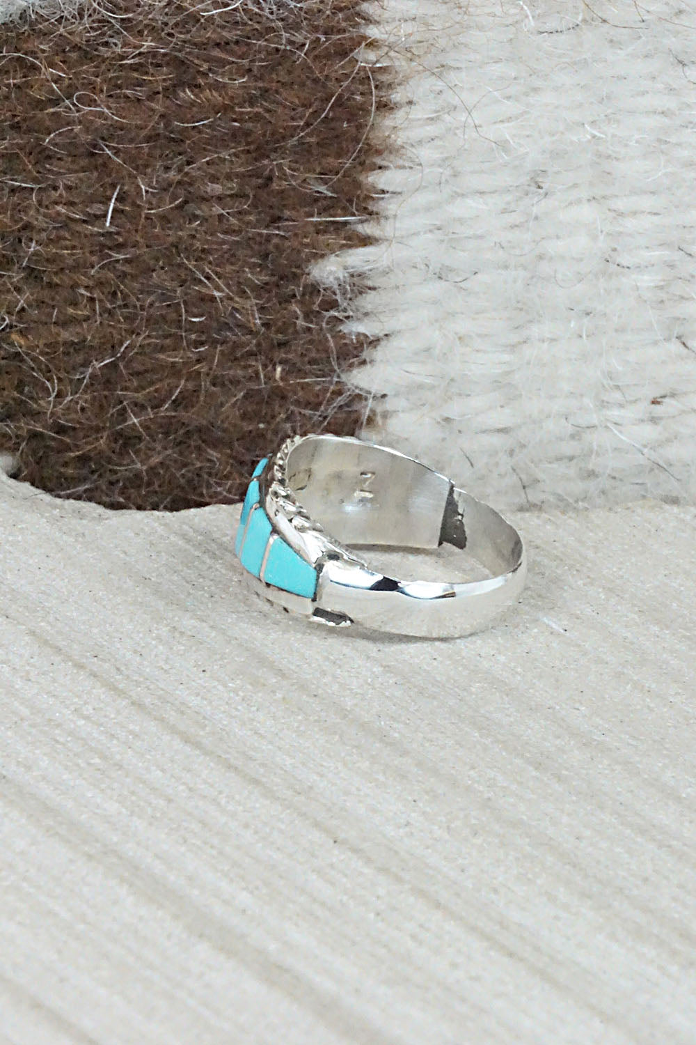 Turquoise & Sterling Silver Ring - Miranda Peynetsa - Size 7