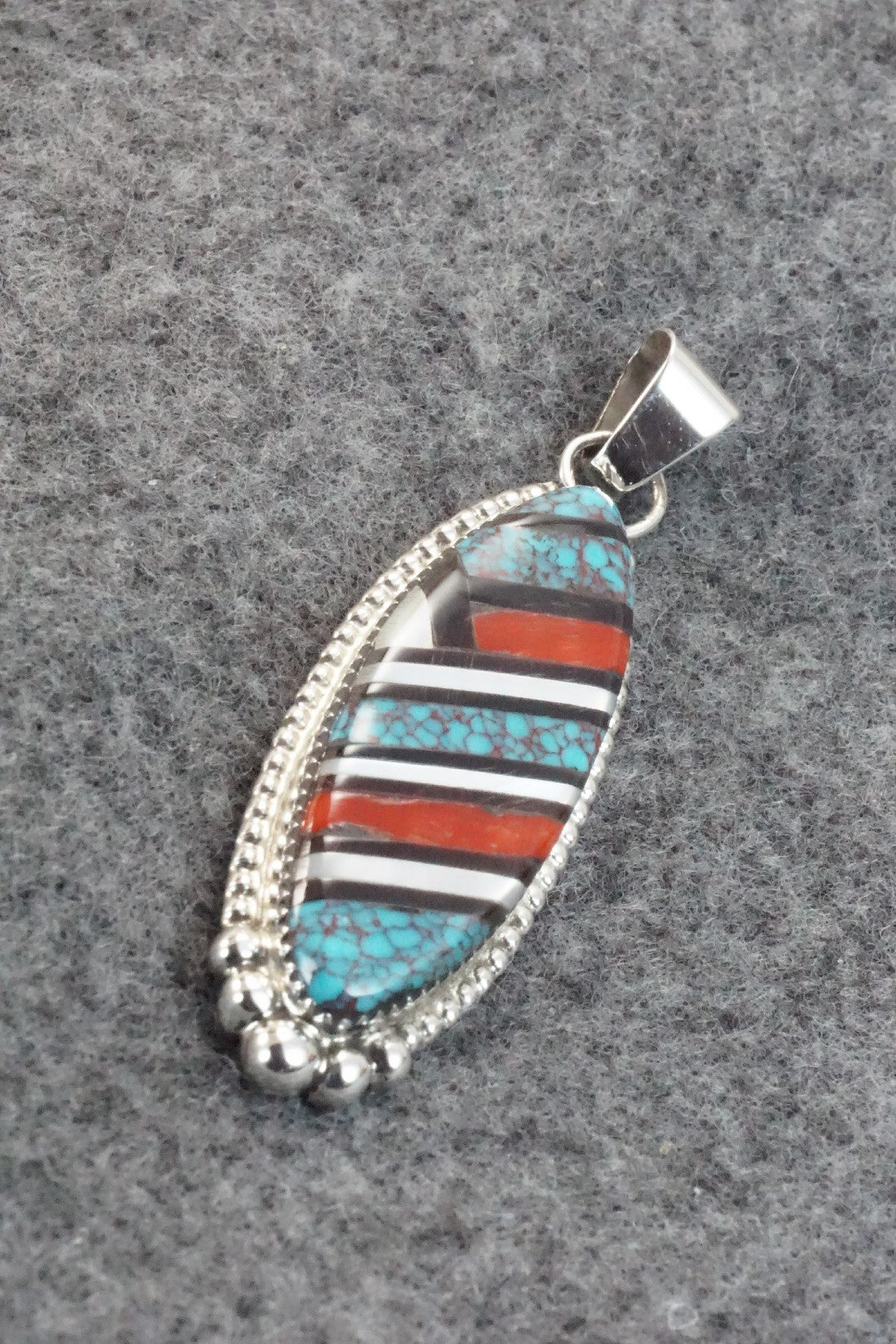 Multi Stone & Sterling Silver Inlay Pendant - Wayne Haloo