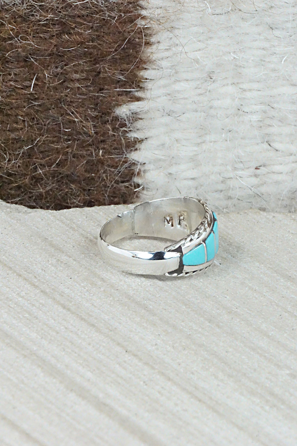 Turquoise & Sterling Silver Ring - Miranda Peynetsa - Size 7