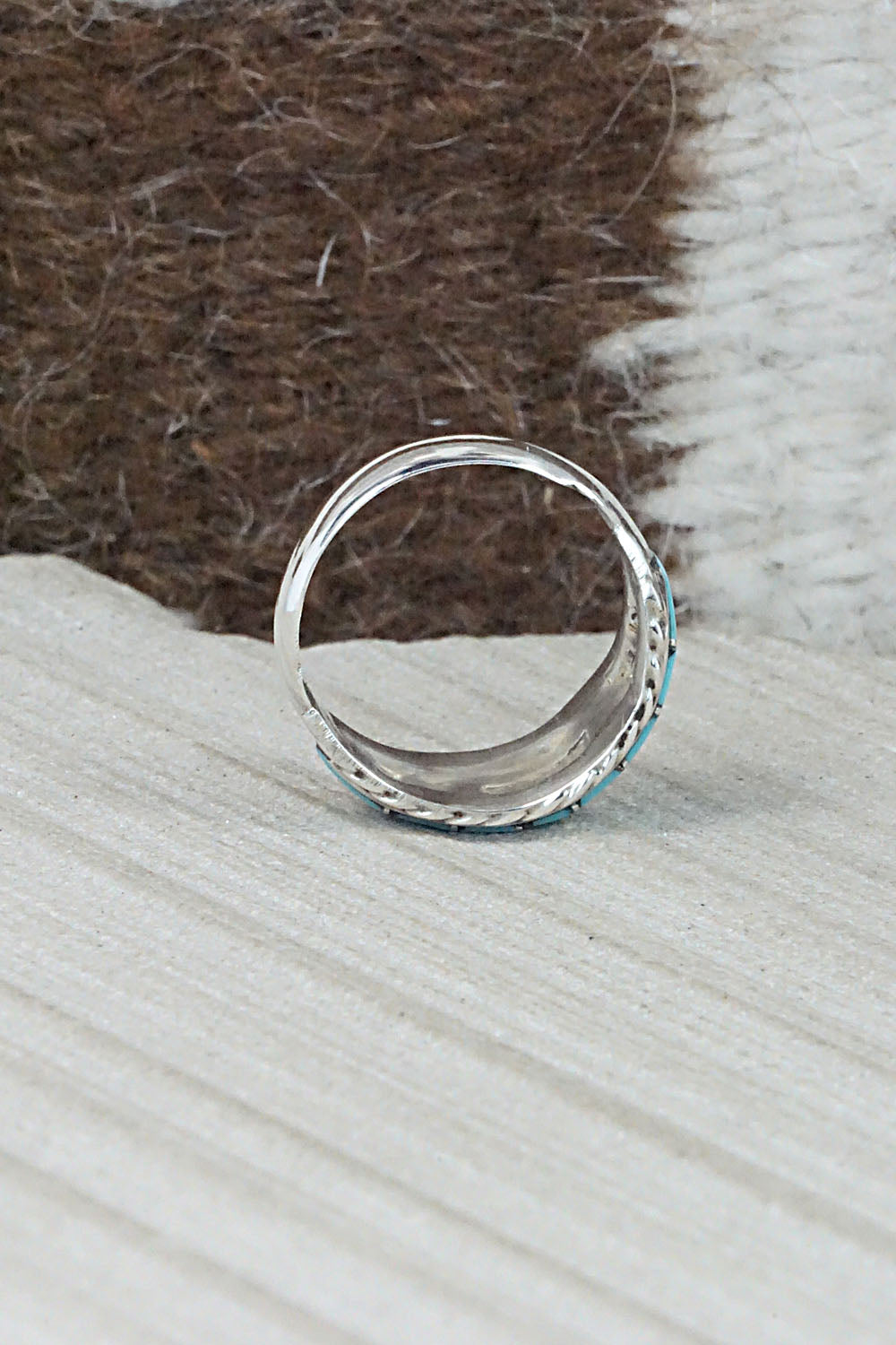 Turquoise & Sterling Silver Ring - Miranda Peynetsa - Size 7