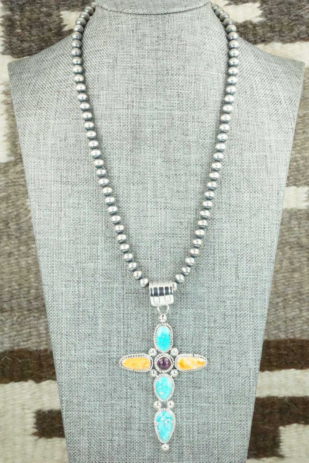 Multi Stone Pendant & Sterling Silver Necklace - Samuel Yellowhair