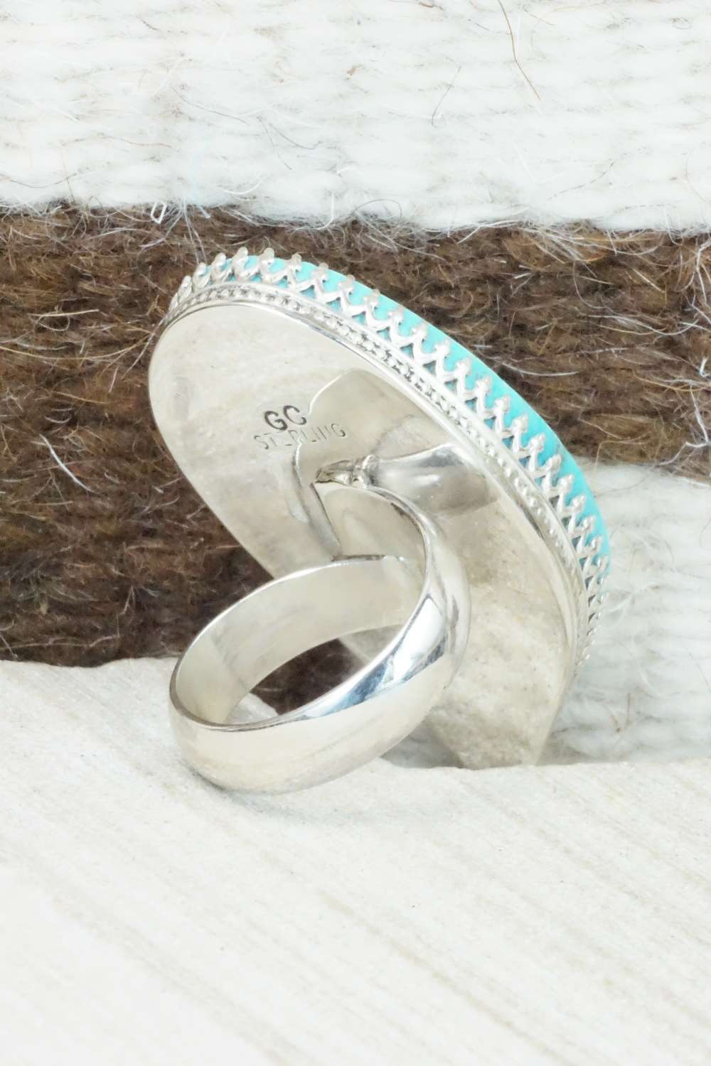 Turquoise & Sterling Silver Ring - Gloria Chattin - Size 7.75