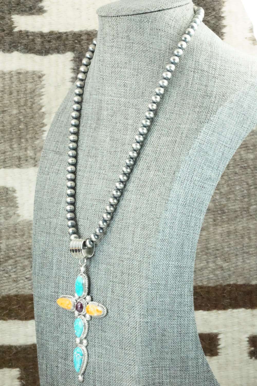 Multi Stone Pendant & Sterling Silver Necklace - Samuel Yellowhair
