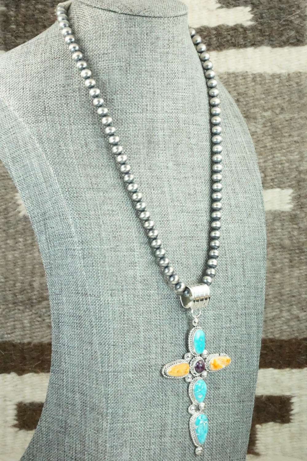 Multi Stone Pendant & Sterling Silver Necklace - Samuel Yellowhair
