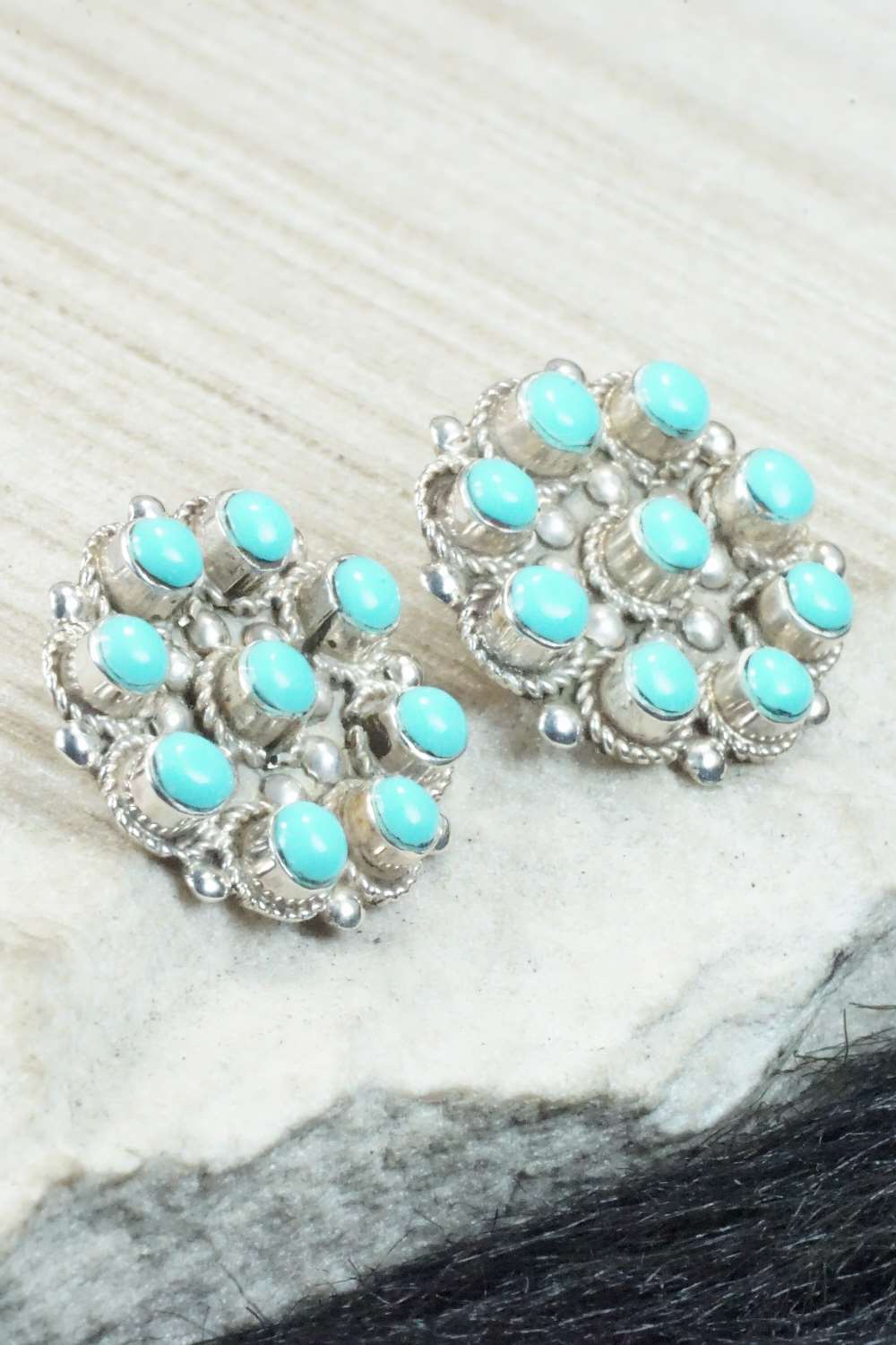 Turquoise & Sterling Silver Earrings - Terrence Panteah