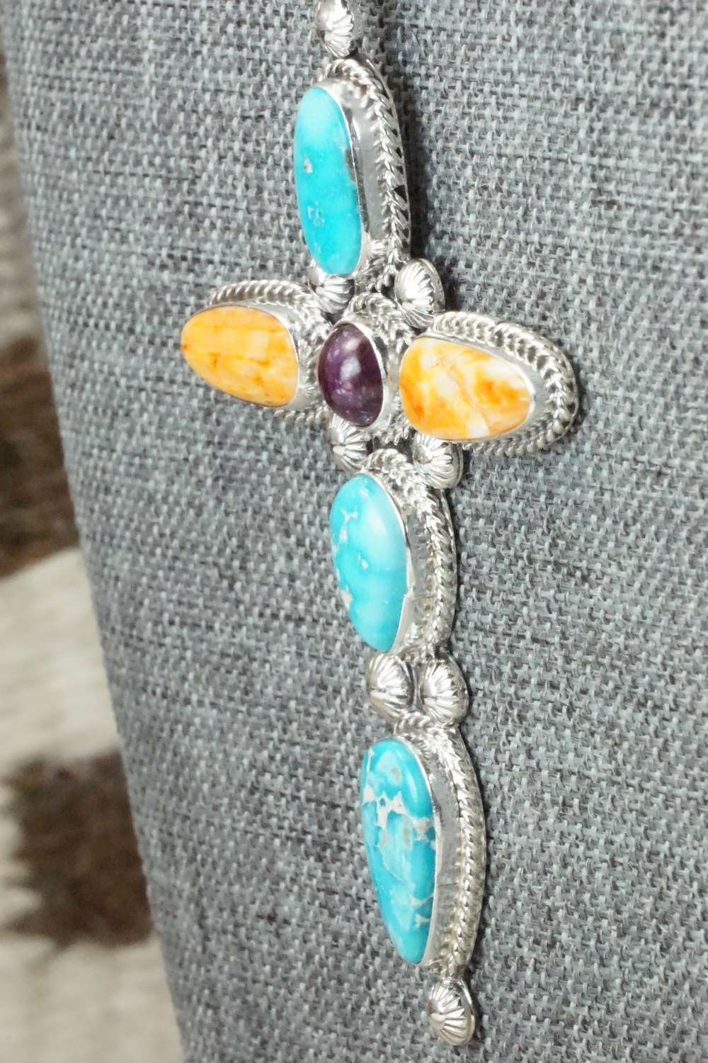 Multi Stone Pendant & Sterling Silver Necklace - Samuel Yellowhair