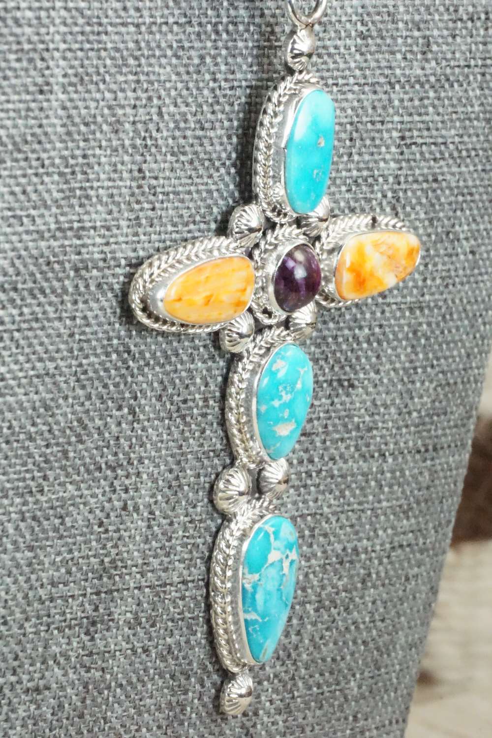 Multi Stone Pendant & Sterling Silver Necklace - Samuel Yellowhair