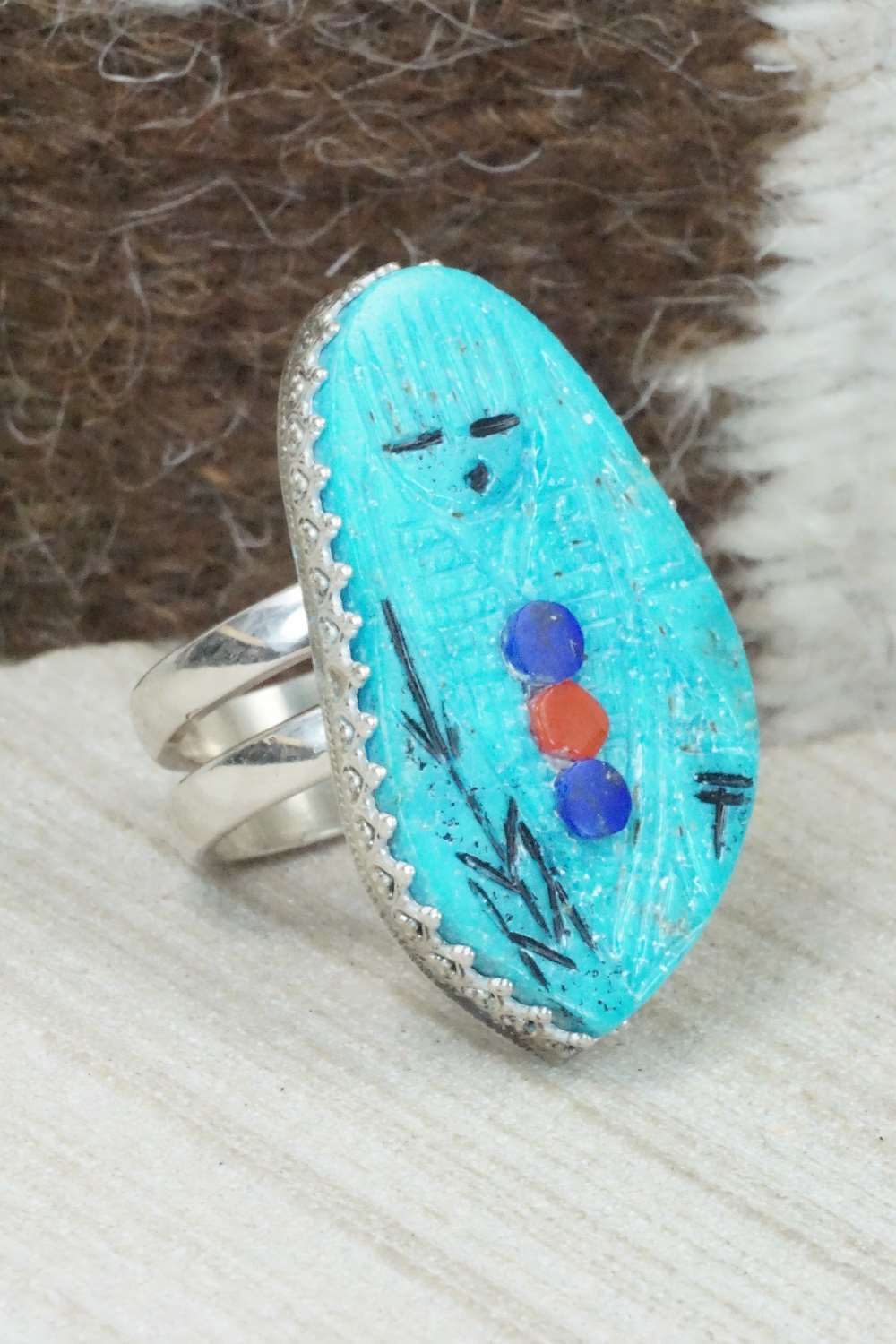 Turquoise & Sterling Silver Ring - Gloria Chattin - Size 7.25