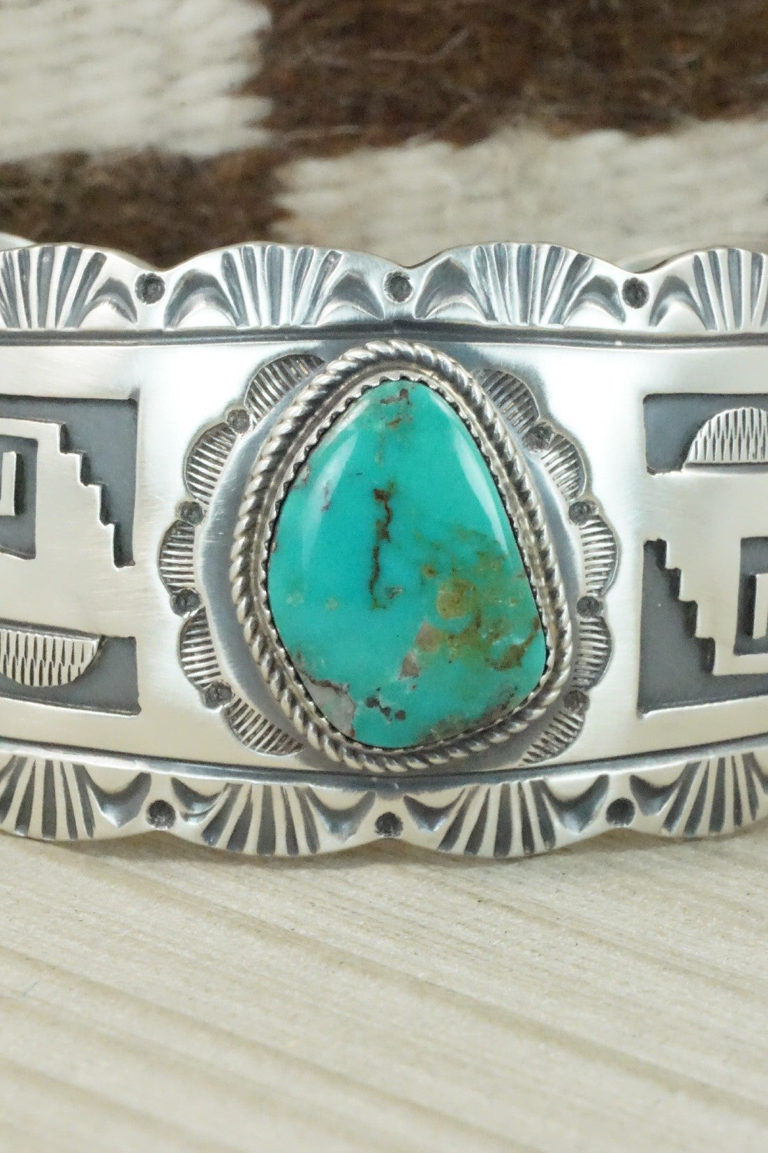 Turquoise & Sterling Silver Bracelet - Leonard Jim