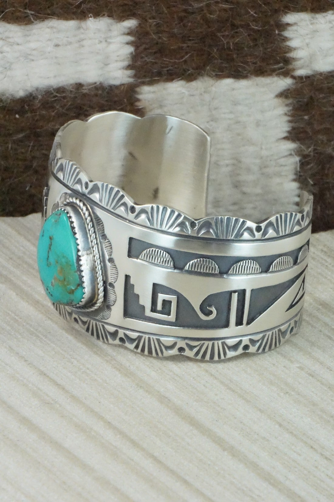 Turquoise & Sterling Silver Bracelet - Leonard Jim