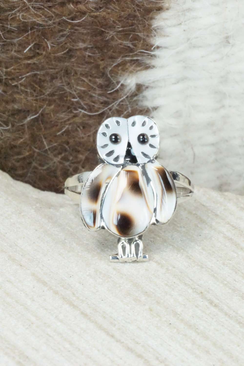Mother of Pearl & Sterling Silver Ring - Reginda Kallestewa - Size 8.25