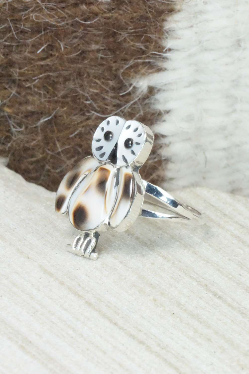 Mother of Pearl & Sterling Silver Ring - Reginda Kallestewa - Size 8.25