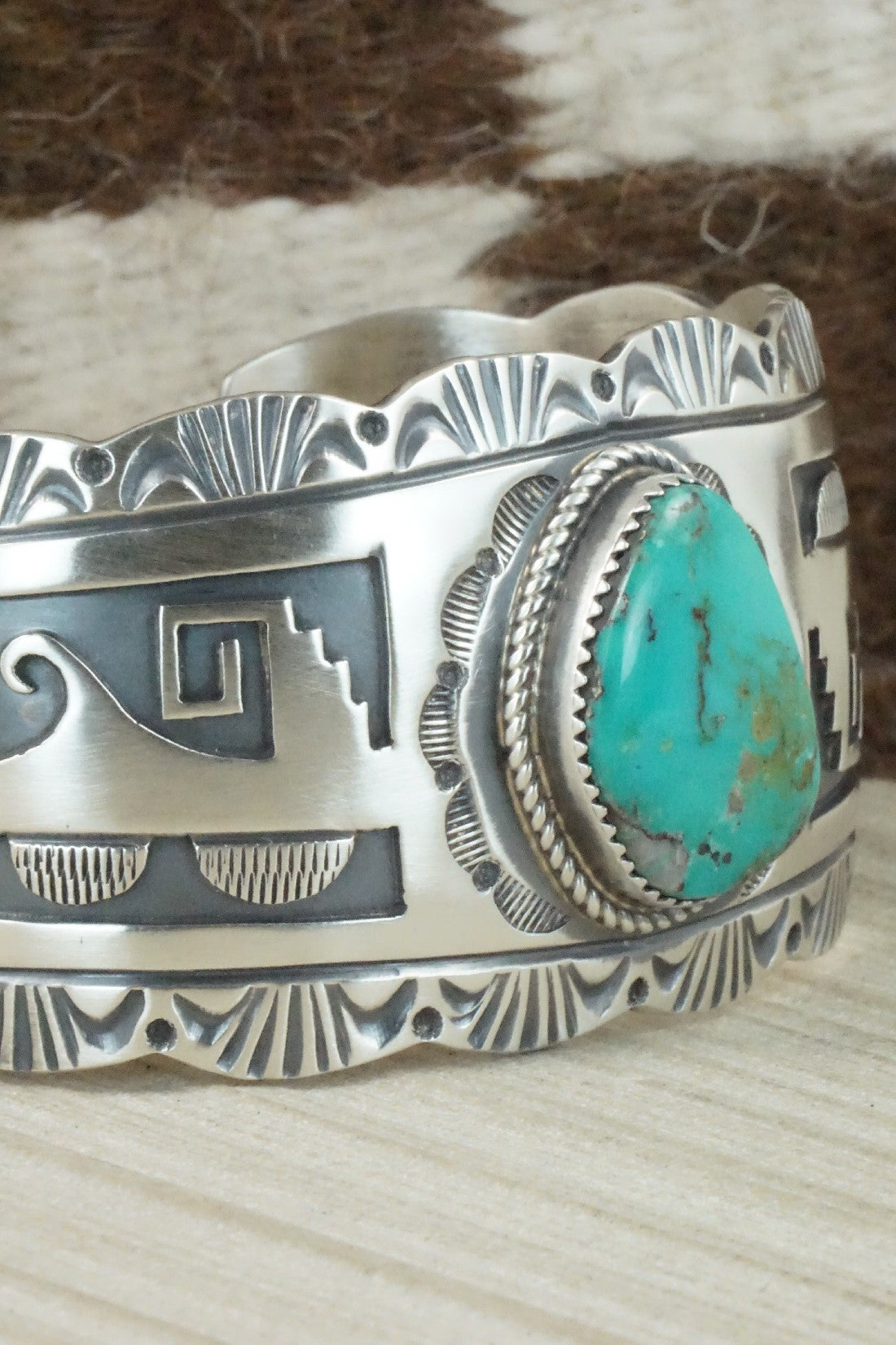 Turquoise & Sterling Silver Bracelet - Leonard Jim