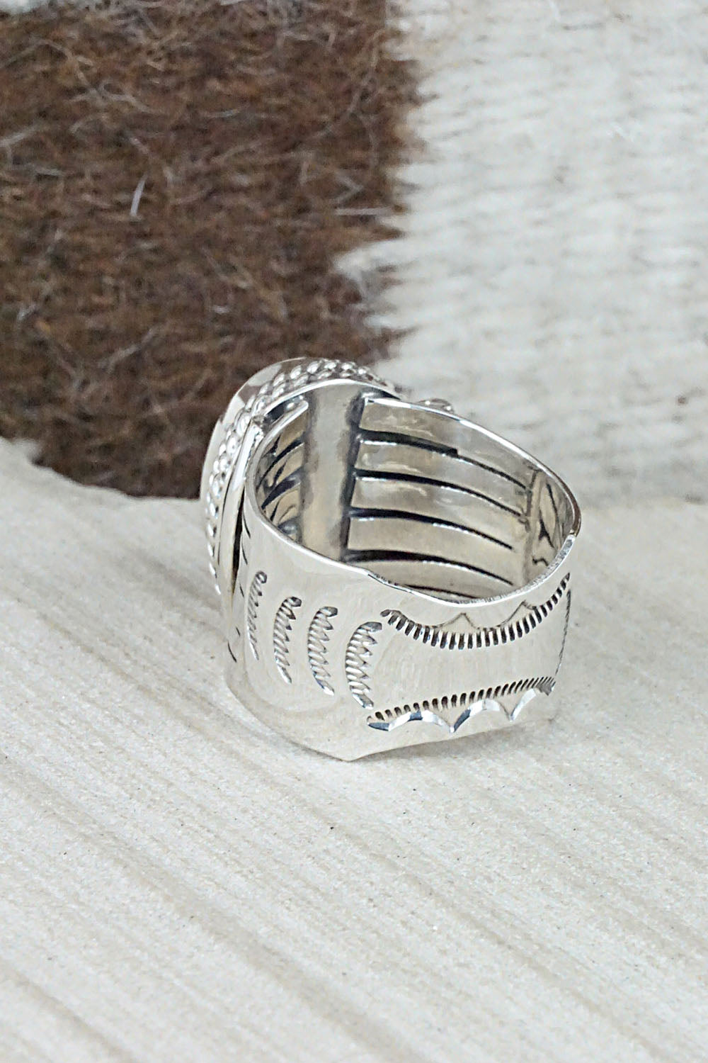 Turquoise and Sterling Silver Ring - Bucky Belin - Size 12