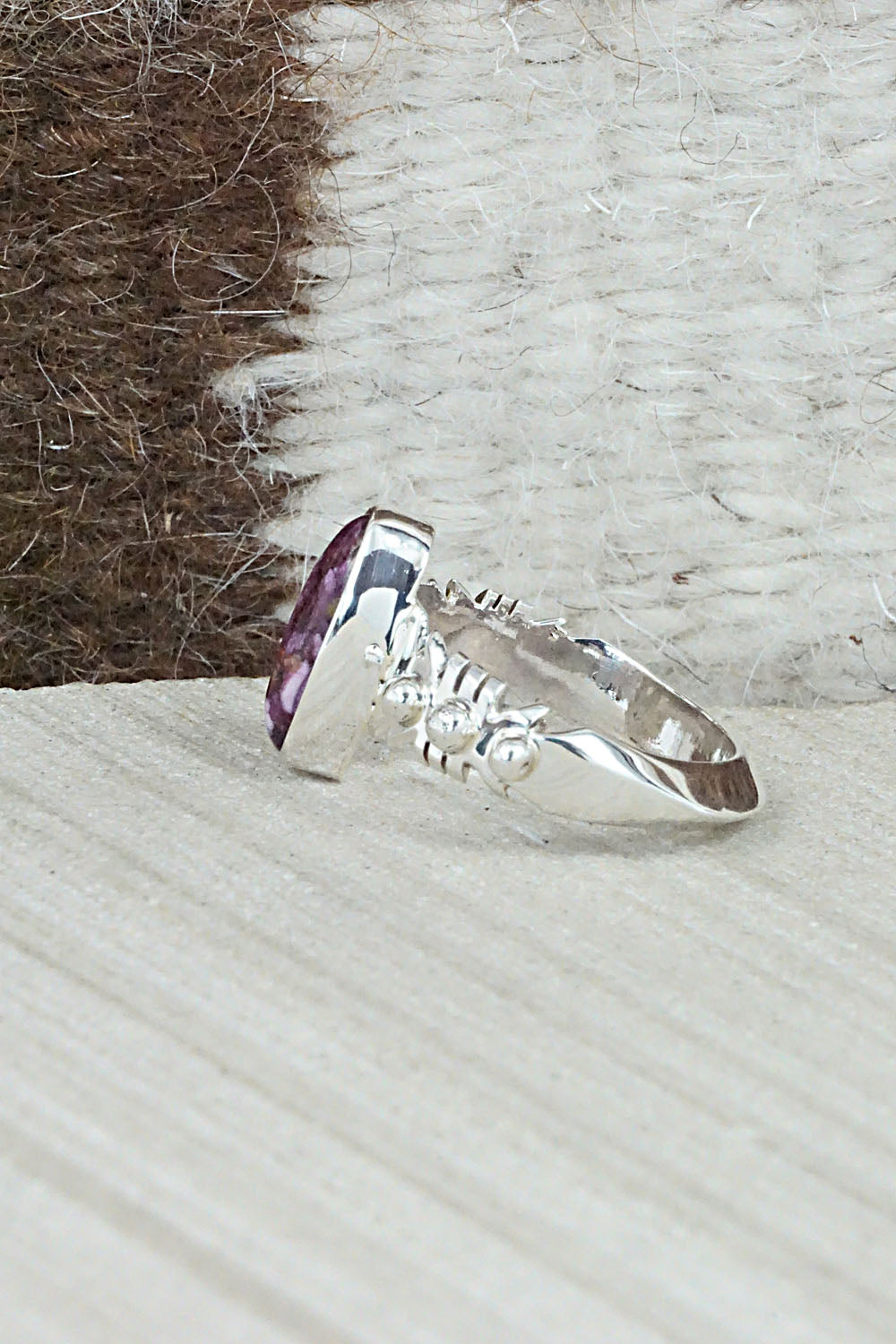 Spiny Oyster & Sterling Silver Ring - Andrew Vandever - Size 8