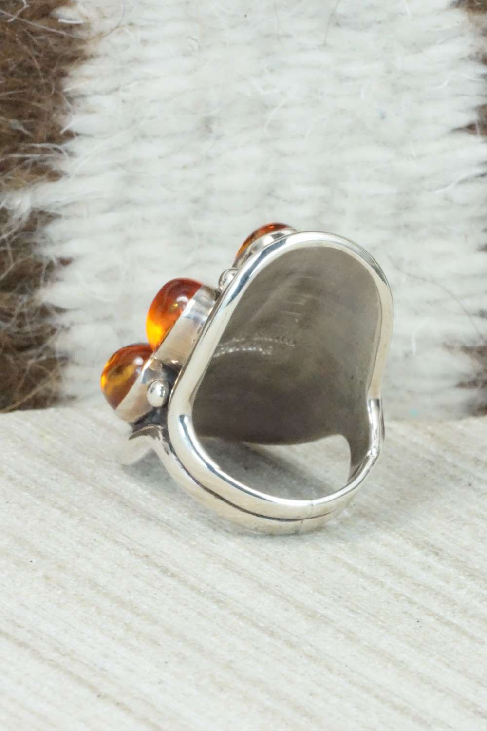 Amber & Sterling Silver Ring - Patrick Smith - Size 4.75