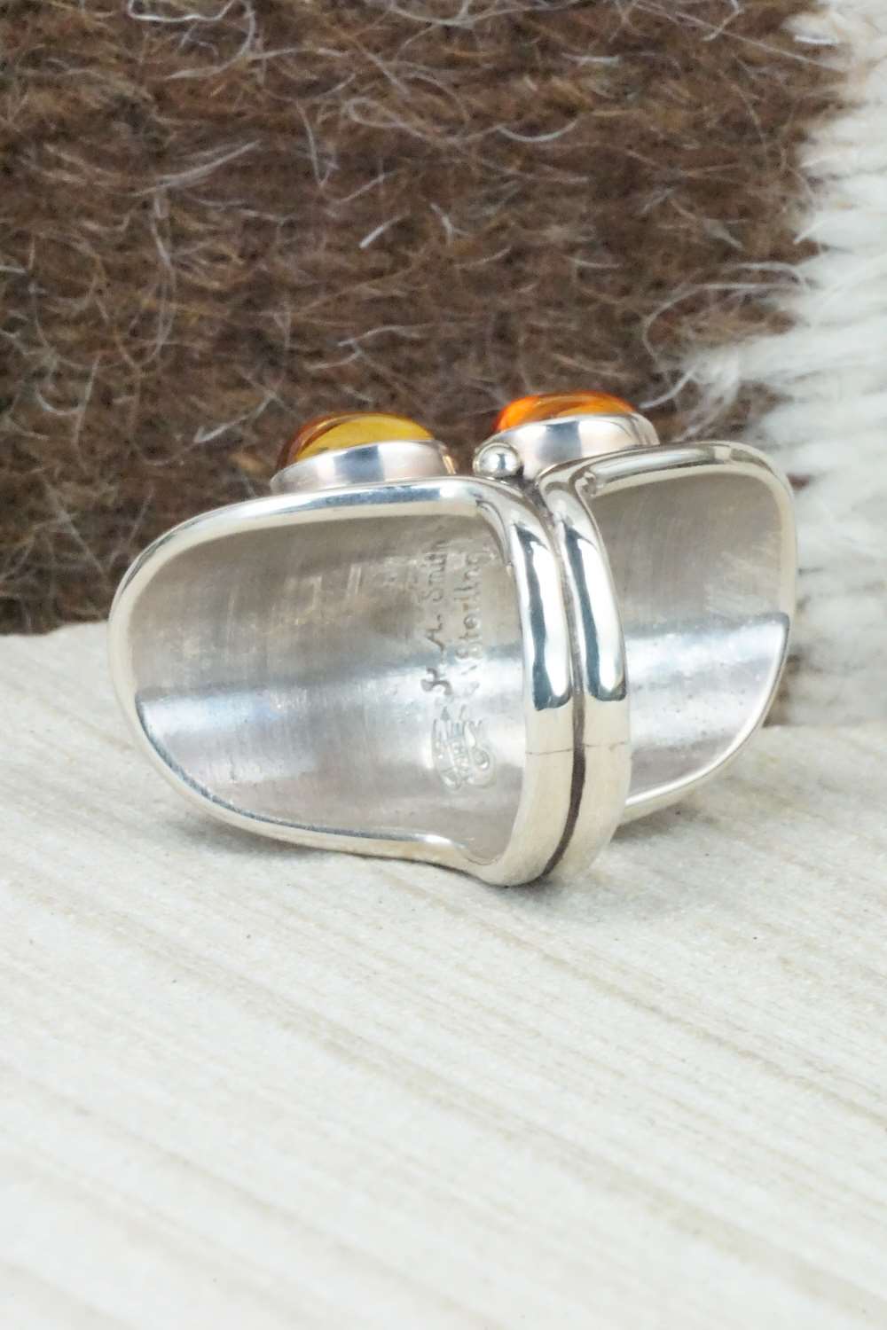 Amber & Sterling Silver Ring - Patrick Smith - Size 4.75