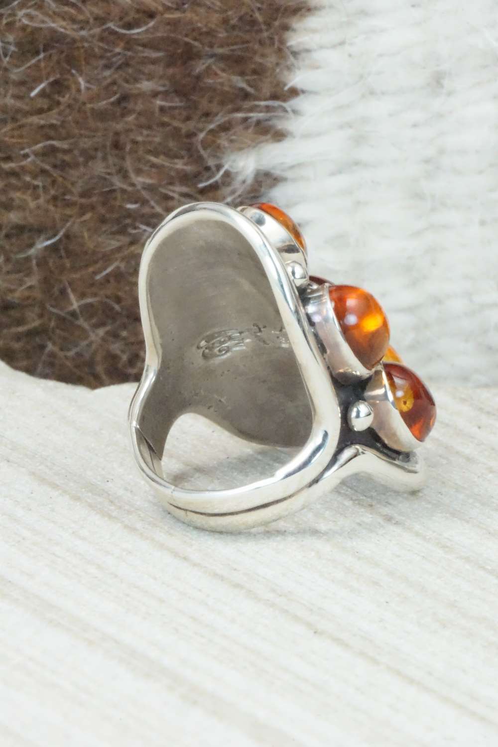 Amber & Sterling Silver Ring - Patrick Smith - Size 4.75