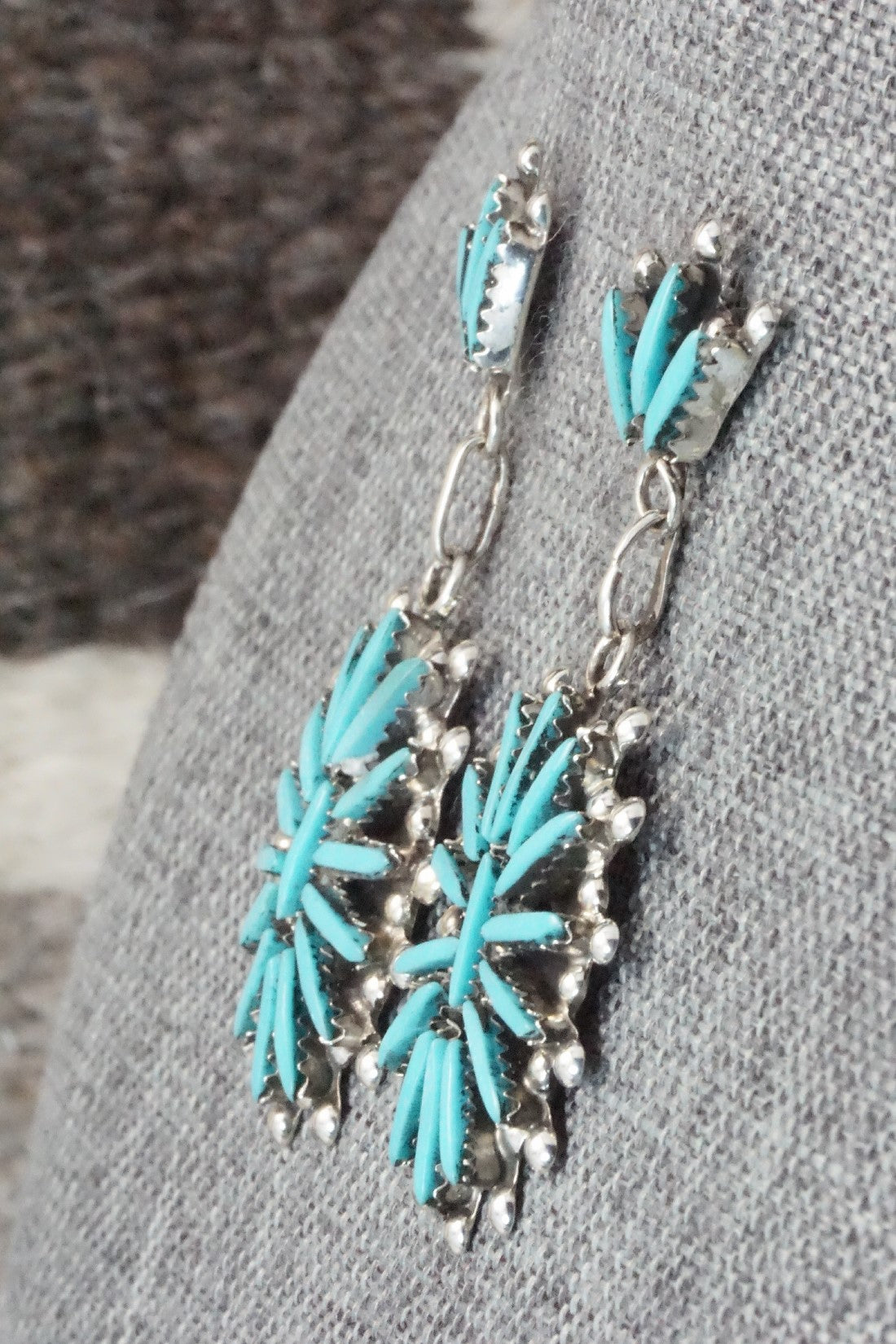 Turquoise & Sterling Silver Earrings - George Peina