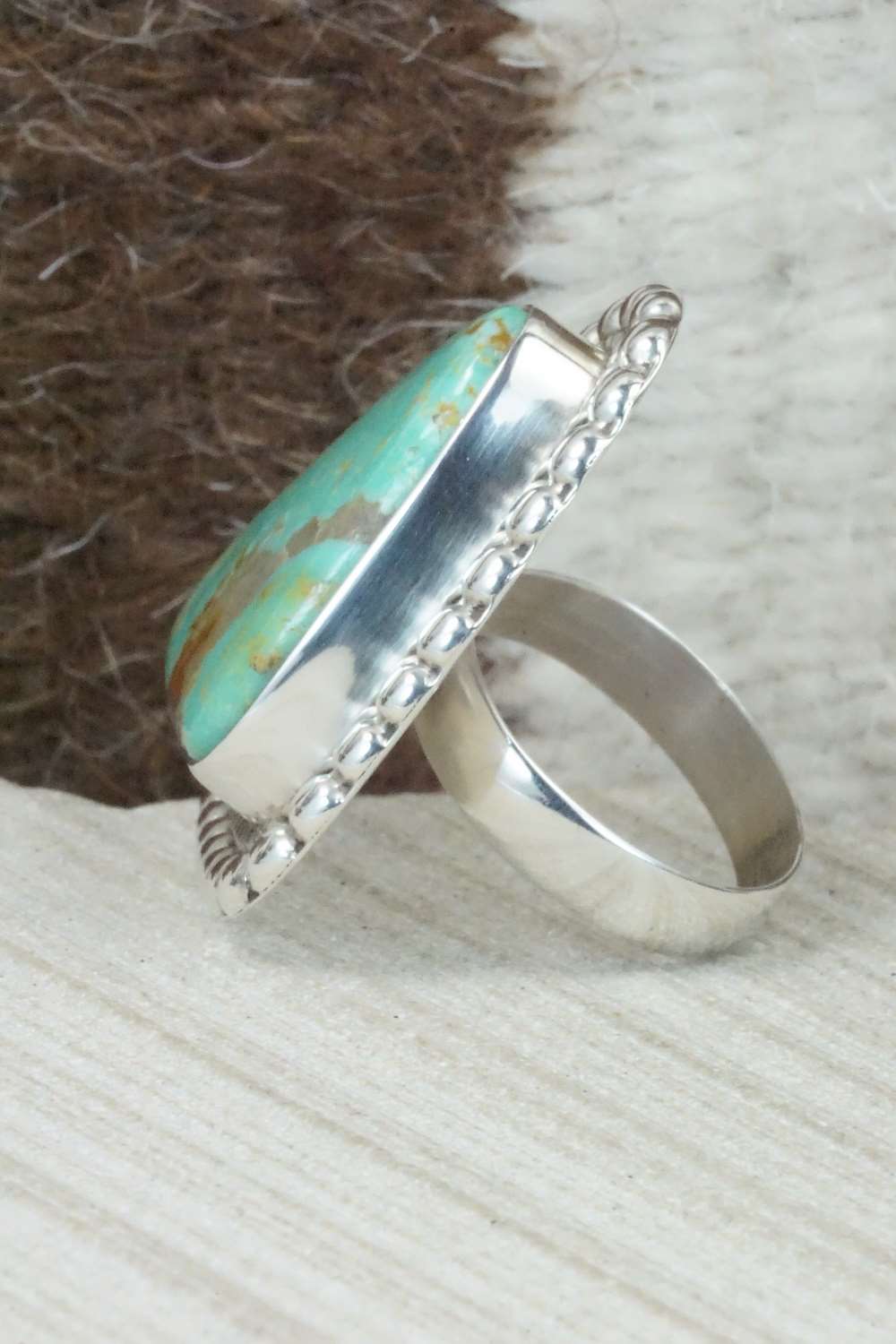 Turquoise & Sterling Silver Ring - Herbert Cayatineto - Size 6.5