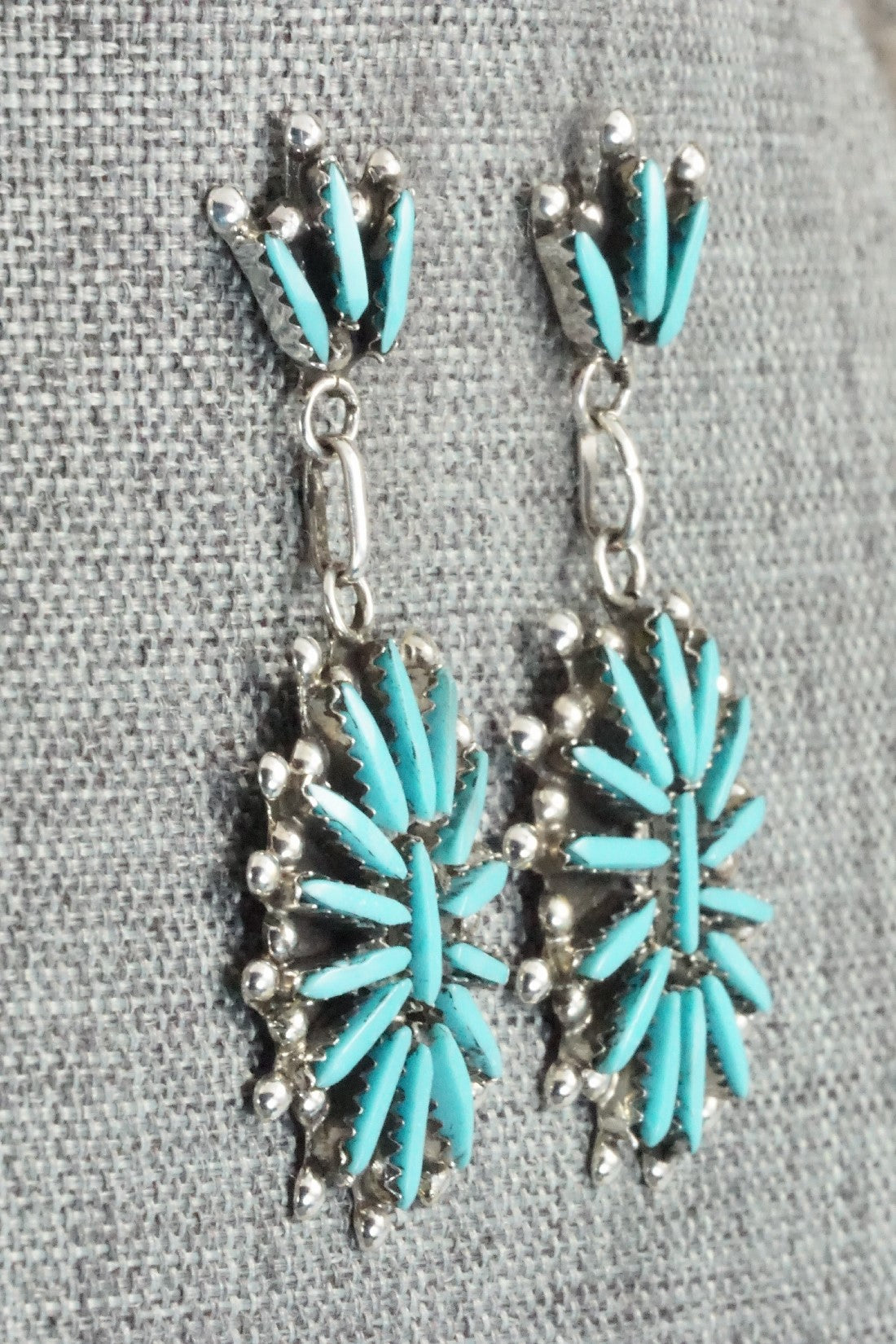 Turquoise & Sterling Silver Earrings - George Peina