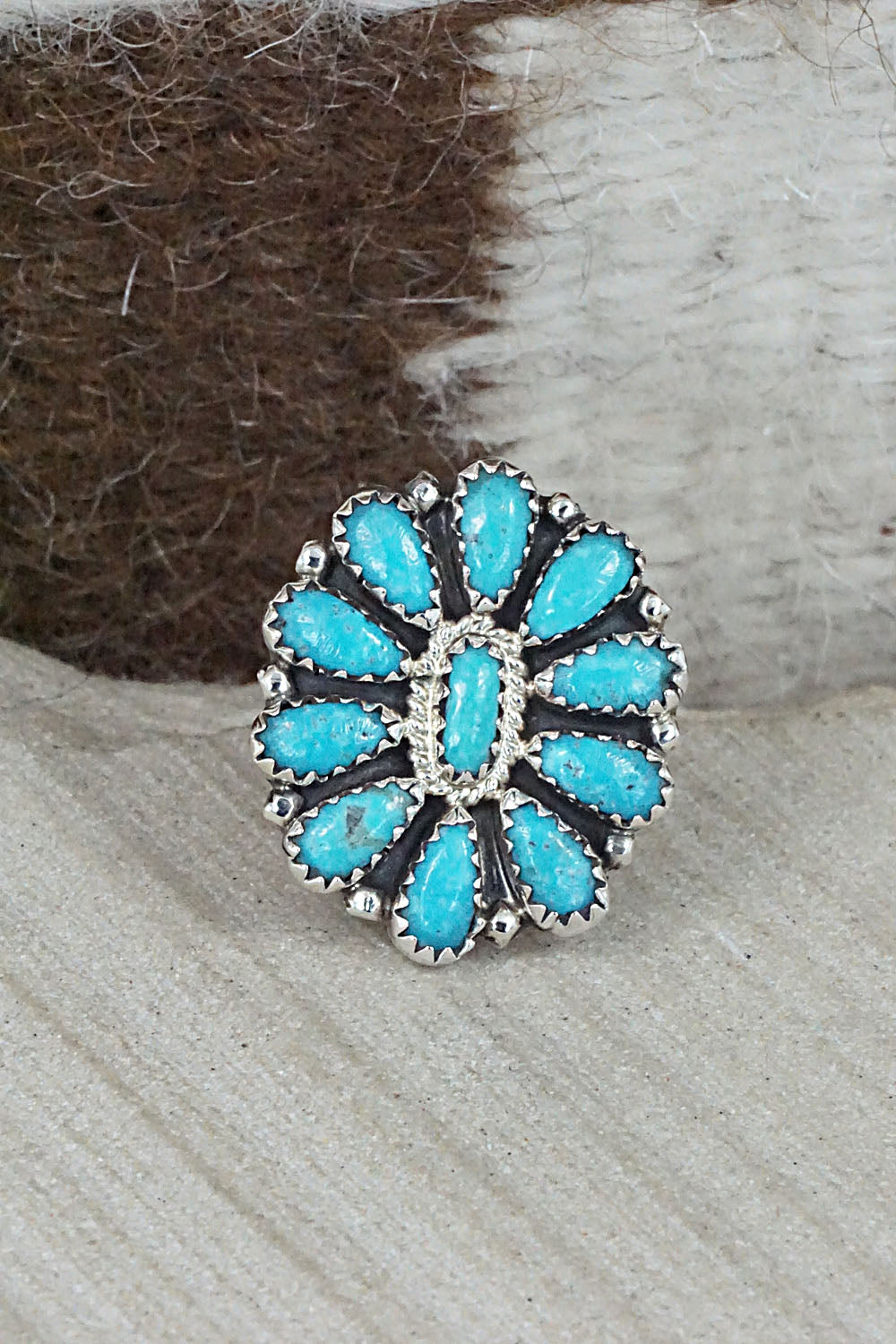 Turquoise & Sterling Silver Ring - Zeita Begay - Size 8