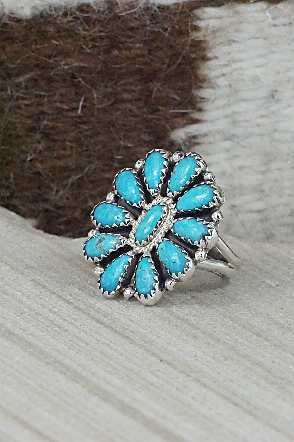 Turquoise & Sterling Silver Ring - Zeita Begay - Size 8